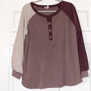 BiBi Color Block Long Sleeve Shirt